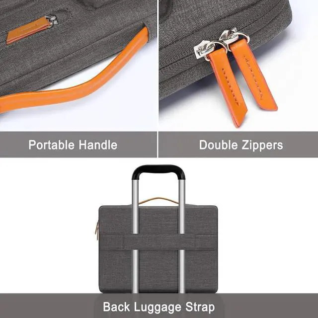 Alt view image 3 of 5 - MOSISO 360 Protective Laptop Case 13 inch, 13 inch Laptop Sleeve Compatible with MacBook Air M4 M3 M2 M1 2025-2018/Pro M2 M1 2025-2016, Side Open Carrying Case with 4 Zipper Pockets&Handle, Taupe Gray