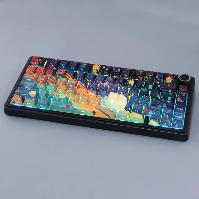 Alt view image 3 of 5 - Tsungup Custom Keycaps,131 Keys PBT Starry Sky Side Printed Keycaps,Cherry Profile Key Caps Keyboard Keycap Set for Cherry MX Switches Mechanical Keyboard(Black)
