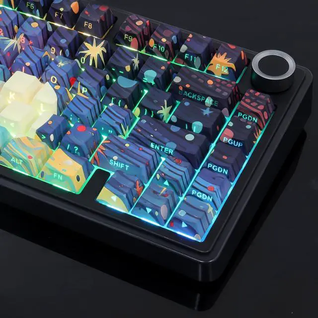 Alt view image 5 of 5 - Tsungup Custom Keycaps,131 Keys PBT Starry Sky Side Printed Keycaps,Cherry Profile Key Caps Keyboard Keycap Set for Cherry MX Switches Mechanical Keyboard(Black)