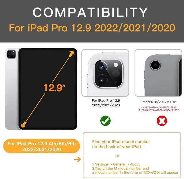 Alt view image 2 of 4 - ZtotopCases for iPad Pro 12.9 6th/5th/4th/3rd Generation Case 2022/2021/2020/2018, Premium PU Leather Folio Cover, Auto Wake/Sleep, Multi Viewing Angles, Supports Pencil Pro and Touch ID, Brown