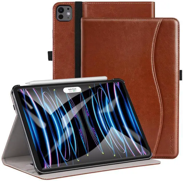 Main image of ZtotopCases for iPad Pro 12.9 6th/5th/4th/3rd Generation Case 2022/2021/2020/2018, Premium PU Leather Folio Cover, Auto Wake/Sleep, Multi Viewing Angles, Supports Pencil Pro and Touch ID, Brown