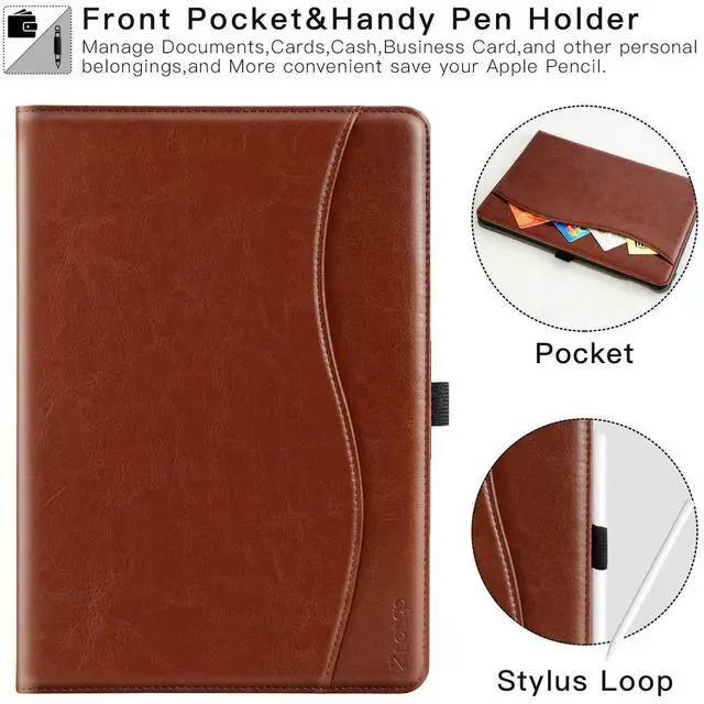 Alt view image 4 of 4 - ZtotopCases for iPad Pro 12.9 6th/5th/4th/3rd Generation Case 2022/2021/2020/2018, Premium PU Leather Folio Cover, Auto Wake/Sleep, Multi Viewing Angles, Supports Pencil Pro and Touch ID, Brown
