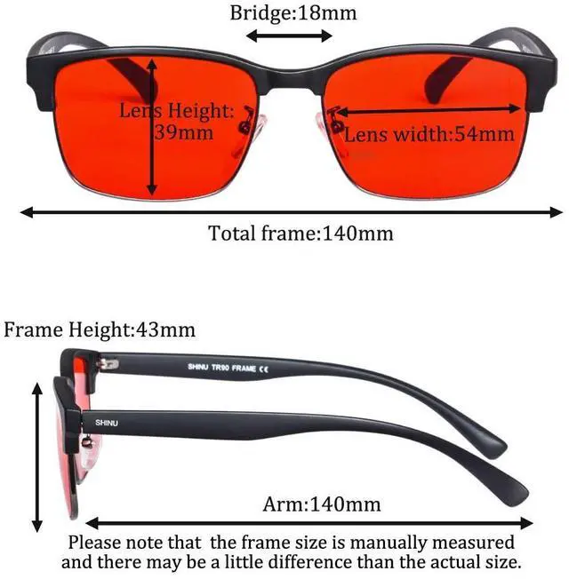 Alt view image 5 of 5 - Blue Ray Glasses for Better Sleep Red Lens Glasses Anti Blue Green Light for Men Eyewear SH018(C4RED)