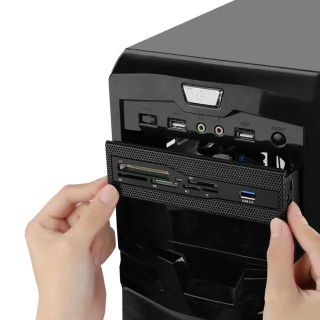 Alt view image 4 of 5 - PC Front Panel Multi-Function USB 3.0 Hub Card Reader Supports M.2, MS, XD, CF, TF for Computer - High Speed Internal Card Reader