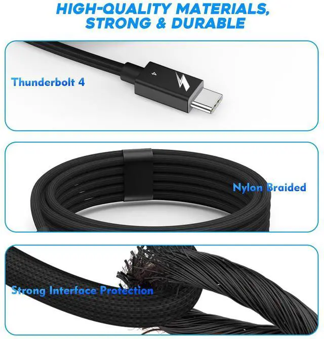 Alt view image 5 of 5 - Thunderbolt 4 Cable,2Pack 6Foot Thunderbolt 4 USB C to USB C Cable,240W Super Fast Charging, 40Gbps Data Transfer, Supports 8K/4K Displays USBC Woven Braided Data Cables for iPhone 16/15,iPad,Mac Book