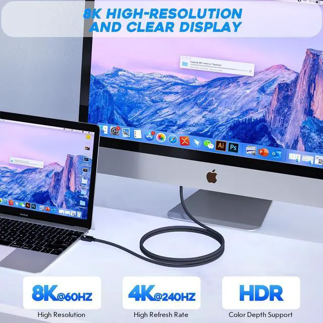 Alt view image 4 of 5 - Thunderbolt 4 Cable,2Pack 6Foot Thunderbolt 4 USB C to USB C Cable,240W Super Fast Charging, 40Gbps Data Transfer, Supports 8K/4K Displays USBC Woven Braided Data Cables for iPhone 16/15,iPad,Mac Book