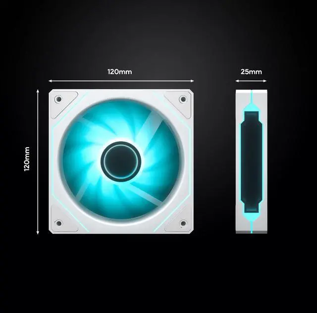 Alt view image 3 of 5 - DARKROCK 3-Pack F120 Plus 2-Pack R120 120mm Infinite Mirror Case Fans with PWM Control & ARGB Effect, 24 LED Lights, HDB Hydraulic Bearing for Low-Noise Operation - White