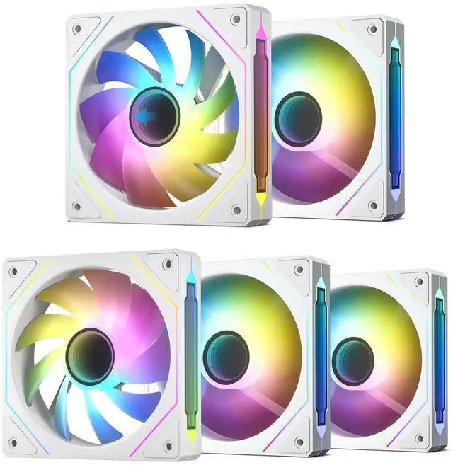 Main image of DARKROCK 3-Pack F120 Plus 2-Pack R120 120mm Infinite Mirror Case Fans with PWM Control & ARGB Effect, 24 LED Lights, HDB Hydraulic Bearing for Low-Noise Operation - White