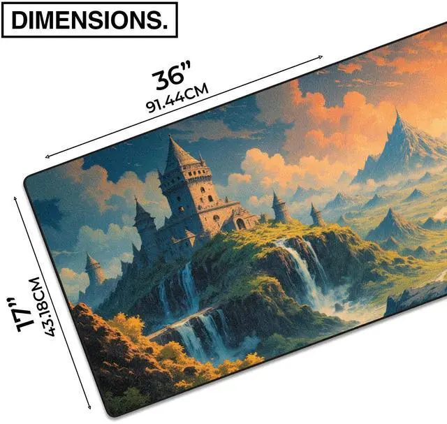 Main image of MPCO. Dark Fantasy Large Gaming Desk Pad - 36" x 17" Aeroglyde Fabric Spring Castle Desk Mats - Non-slip, Washable, Smooth Glide for Precision Gaming & Work