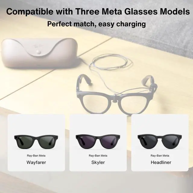 Alt view image 2 of 5 - Steinwhale Charging Cable for RayBan Meta Glasses - Direct Pin-to-Pin Charging for Ray-Ban Glasses Case, Fast & Portable Charger, Compatible with RayBan Meta Wayfarer, Headliner & Skyler Models