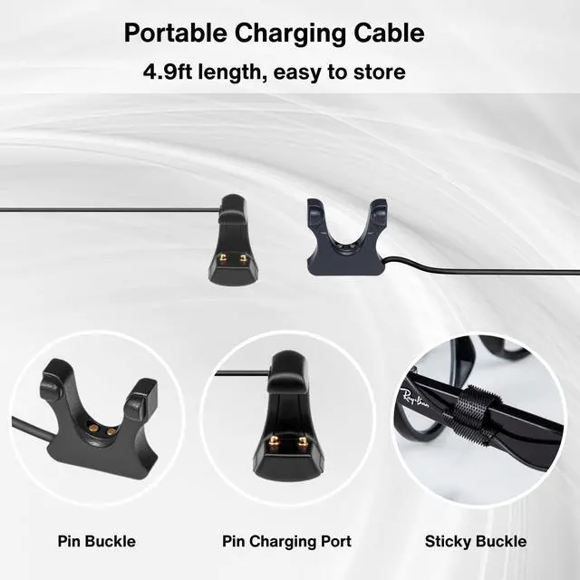 Alt view image 4 of 5 - Steinwhale Charging Cable for RayBan Meta Glasses - Direct Pin-to-Pin Charging for Ray-Ban Glasses Case, Fast & Portable Charger, Compatible with RayBan Meta Wayfarer, Headliner & Skyler Models