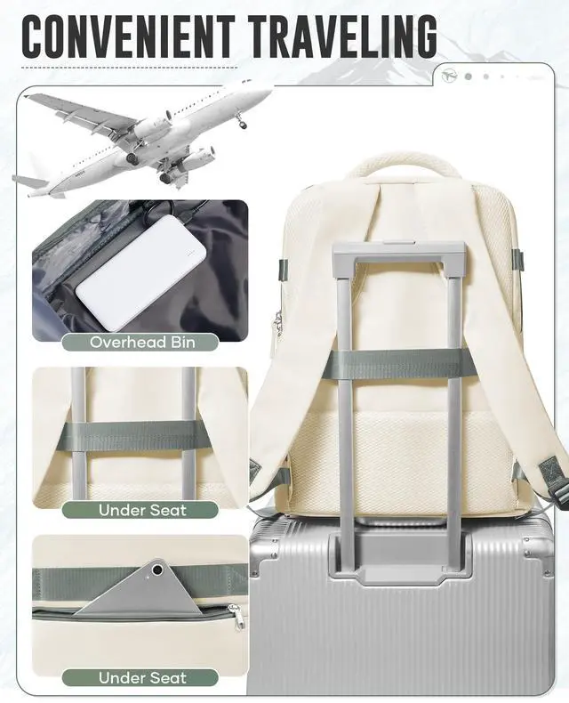 Alt view image 5 of 5 - Vacuum Backpack Travel with Pump, Waterproof Compression Backpack, Airback Personal Item Carry on Backpacks, Vacpack Compression Bags for Seal, Business Travel Backpacks for Women Men(Beige Green)