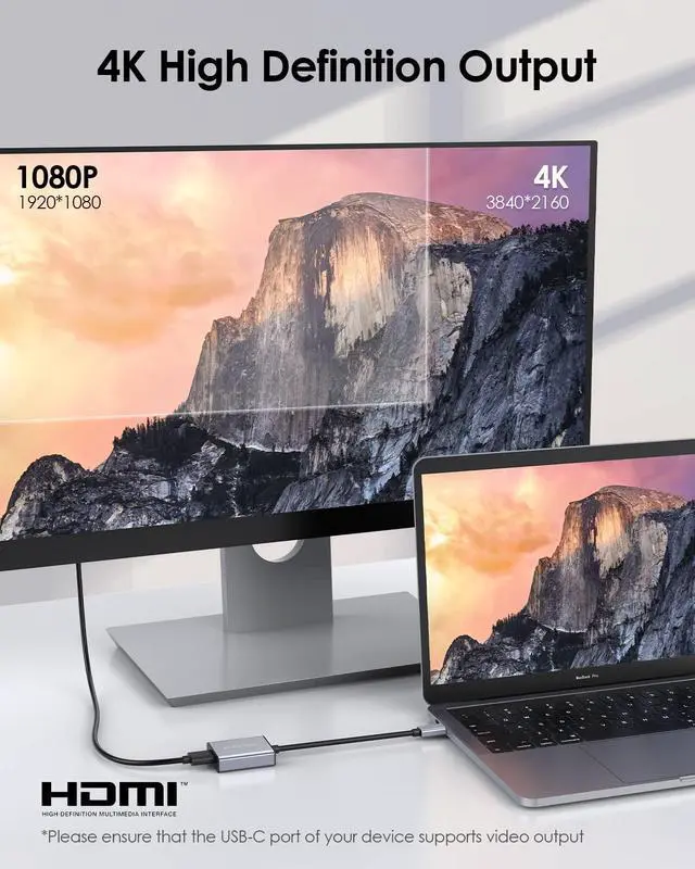 Alt view image 2 of 5 - LENTION USB C to 4K HDMI Digital AV Adapter, Thunderbolt 3 to HDMI Adapter, for 2023-2016 MacBook Pro, New Mac Air/iPad/Surface,More, Stable Driver Certified (CB-4KHDMI, Space Gray)