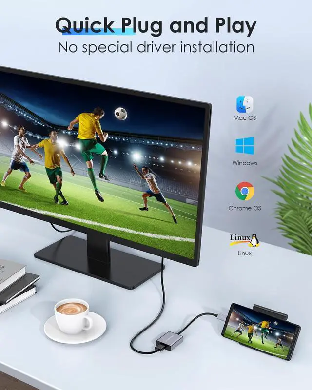 Alt view image 3 of 5 - LENTION USB C to 4K HDMI Digital AV Adapter, Thunderbolt 3 to HDMI Adapter, for 2023-2016 MacBook Pro, New Mac Air/iPad/Surface,More, Stable Driver Certified (CB-4KHDMI, Space Gray)