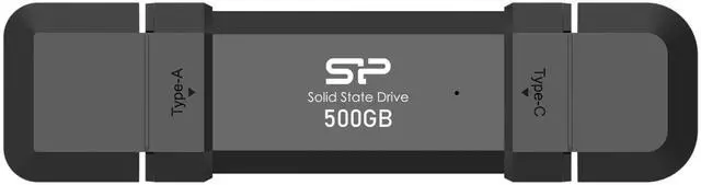 Main image of Silicon Power 500GB DS72 Portable USB 3.2 Gen 2 Type-C/Type-A SSD Solid State Drive Stick (Black)