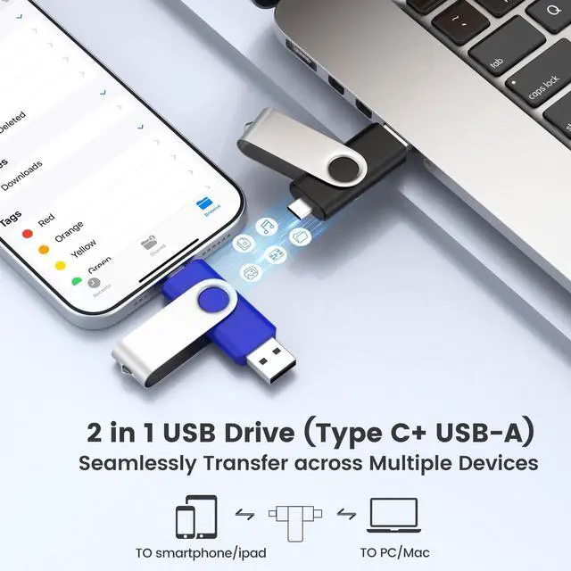 Alt view image 2 of 5 - ABLAZE 8GB USB C Flash Drive 10 Pack, OTG USB 2.0 + Type C Memory Stick Dual Type C Thumb Drive Compatible with iPhone 16/15, Android Smartphone, Computers, Tablets, Mac,iPad,PC