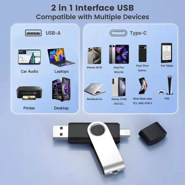 Alt view image 5 of 5 - ABLAZE 8GB USB C Flash Drive 10 Pack, OTG USB 2.0 + Type C Memory Stick Dual Type C Thumb Drive Compatible with iPhone 16/15, Android Smartphone, Computers, Tablets, Mac,iPad,PC