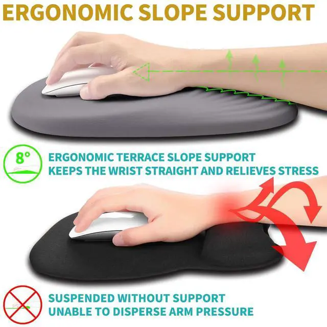 Alt view image 3 of 5 - Hokafenle Ergonomic Mouse Pad Wrist Support with Stepped-Wedge Design, Wrist Rest Pain Relief Mousepad Filled with Memory Foam, Carpal Tunnel Mousepad for Wireless Mouse(12x8 inch, Light Purple Grey)