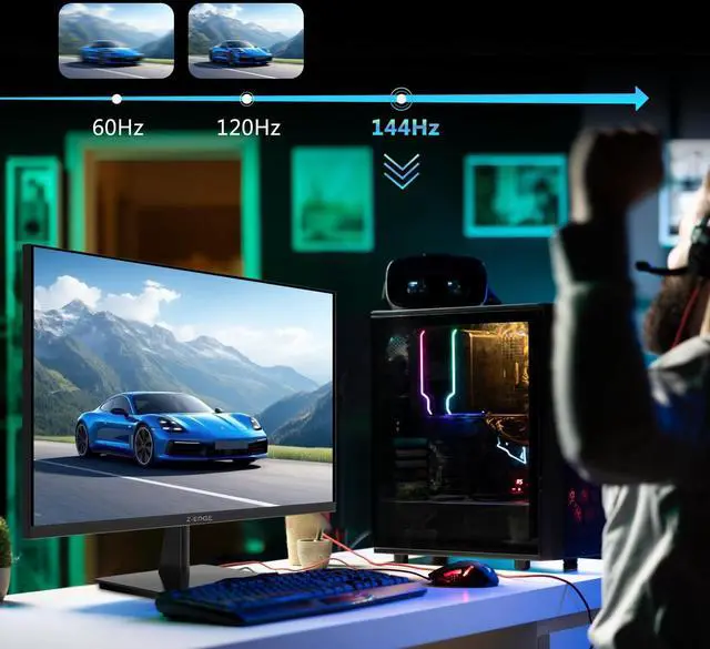 Alt view image 3 of 5 - 4K Monitor, Z-Edge 28 inch IPS Monitor, UHD 3840x2160 IPS Computer Monitor, 300 cd/m², 144Hz Refresh Rate, 1ms MPRT Response Time, U28I4K Ultra-Thin Bezel