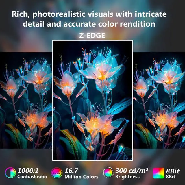 Alt view image 5 of 5 - 4K Monitor, Z-Edge 28 inch IPS Monitor, UHD 3840x2160 IPS Computer Monitor, 300 cd/m², 144Hz Refresh Rate, 1ms MPRT Response Time, U28I4K Ultra-Thin Bezel