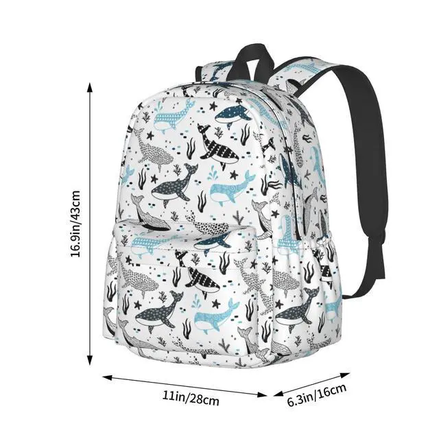 Alt view image 4 of 5 - Odfovowo Whales Backpack for Women Men Work Travel Laptop backpacks Mesh Carry on Backpack Casual Daypack for Hiking Camping Climbing Gifts