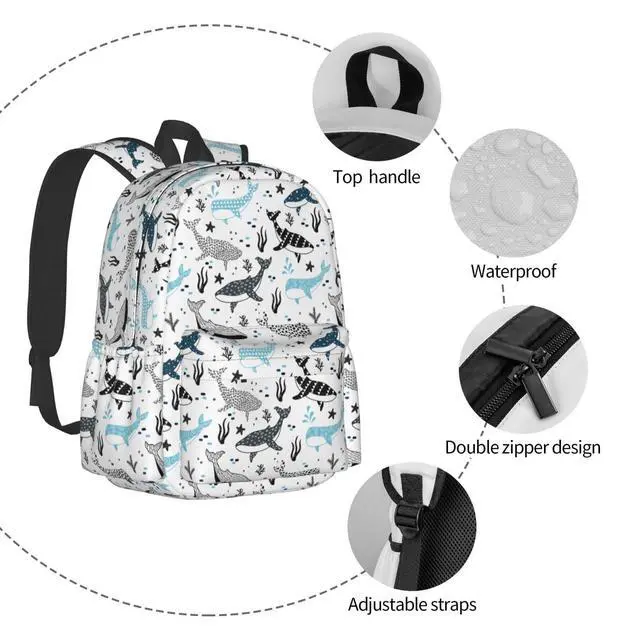 Alt view image 3 of 5 - Odfovowo Whales Backpack for Women Men Work Travel Laptop backpacks Mesh Carry on Backpack Casual Daypack for Hiking Camping Climbing Gifts