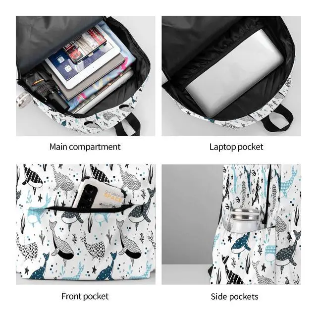 Alt view image 2 of 5 - Odfovowo Whales Backpack for Women Men Work Travel Laptop backpacks Mesh Carry on Backpack Casual Daypack for Hiking Camping Climbing Gifts