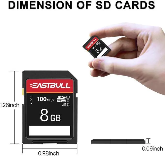 Alt view image 4 of 5 - 5-Pack of SD Card 8GB EASTBULL Class 10 SD Card U1 V30 High-Speed 100MB/s Read SDHC Memory Card for Camera, Full HD Video, with 5 Mini Cases (8 GB, 5 Pack)