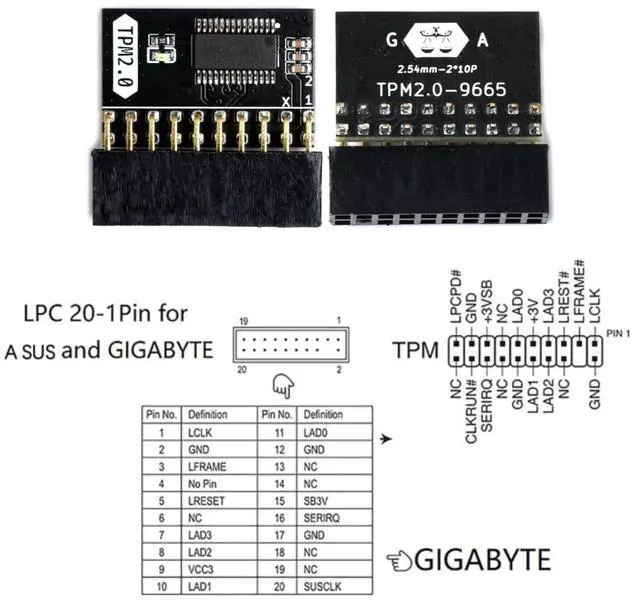 Alt view image 3 of 5 - Yeiwenl TPM 2.0 Module, TPM 2.0 Encryption Security Module for ASUS Motherboard Compatible with Win11