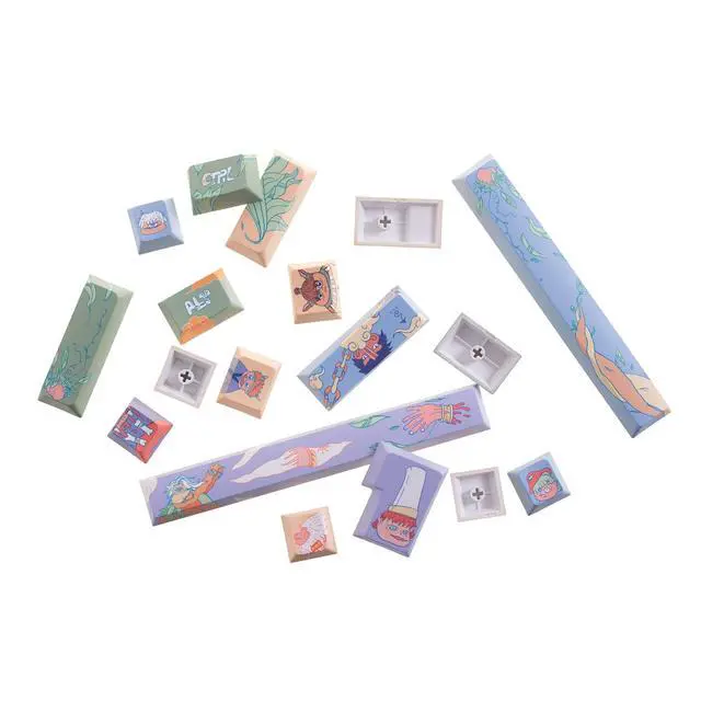 Alt view image 2 of 5 - GK GAMAKAY 139 Keys Modern Keycaps Set, Five-Sided Thermal Sublimation Original Cherry Profile PBT Keycap for 60/61/64/68/75/87/96/104/108 Layout Mechanical Gaming Keyboard (Purple&Yellow)