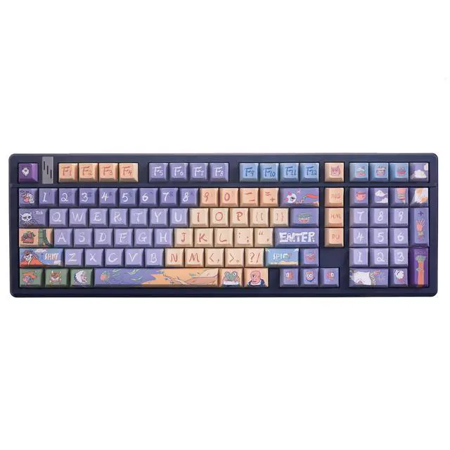 Alt view image 4 of 5 - GK GAMAKAY 139 Keys Modern Keycaps Set, Five-Sided Thermal Sublimation Original Cherry Profile PBT Keycap for 60/61/64/68/75/87/96/104/108 Layout Mechanical Gaming Keyboard (Purple&Yellow)