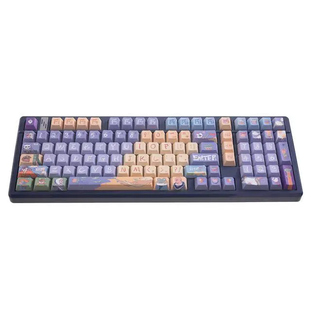 Alt view image 5 of 5 - GK GAMAKAY 139 Keys Modern Keycaps Set, Five-Sided Thermal Sublimation Original Cherry Profile PBT Keycap for 60/61/64/68/75/87/96/104/108 Layout Mechanical Gaming Keyboard (Purple&Yellow)