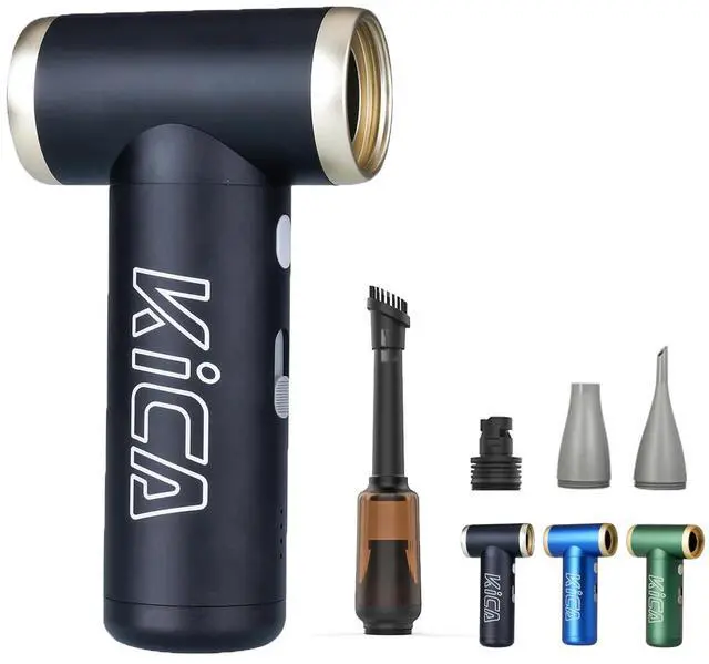 Main image of KiCA JetFan 2S Combo Compressed AirCan Substitute,117000RPM Air Duster Electric Blower for ComputerKeyboard Cleaning,Hair Drying,Camping,Outdoors,Car,Barbershop,Handmade,Rechargable,Metal Body,Black
