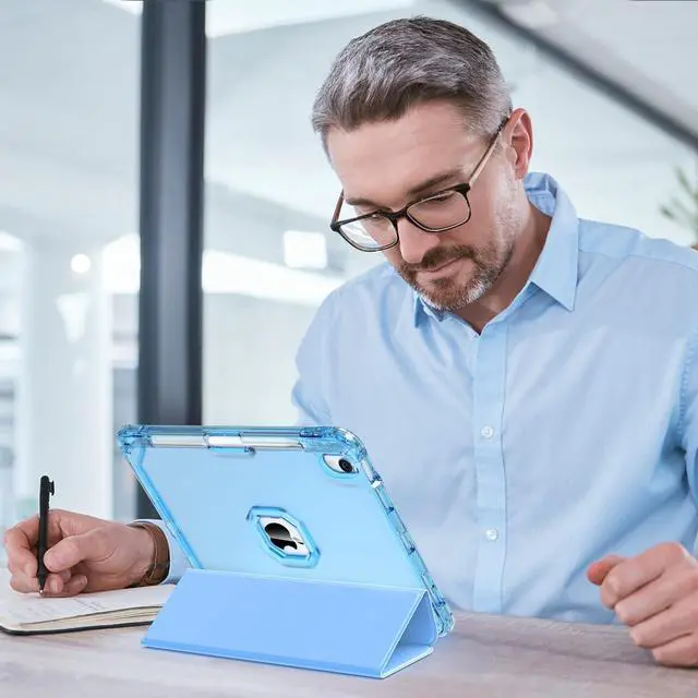 Alt view image 4 of 4 - Sevrok iPad (A16) 11th/10th Generation Case (2025/2022) 10.9 Inch, with Pencil Holder, Soft Leather Trifold Stand Magnetic Smart Cover with Clear TPU Back, Support Touch ID, Auto Wake/Sleep, Blue