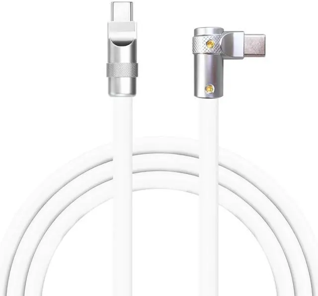Main image of chubbycable FlexElbow 90 Degree 240W Fast Charging Cable Right Angle USB C Cable Silicone Charging Cord Compatible with iPhone 17-15 Series iPad, White, Type-C to Type-C, 8.5FT