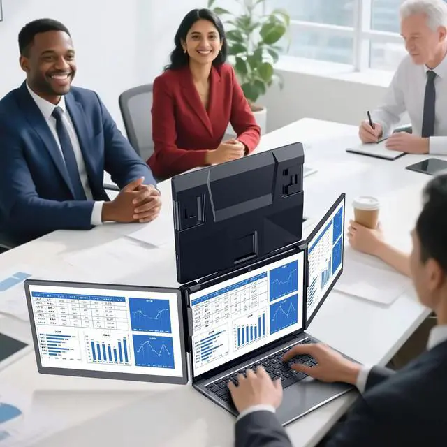 Alt view image 2 of 5 - ADREAMER 13.3" Triple Screen Laptop Monitor Extender, Detachable 3 Monitor for 11.6"-16", FHD 1200P IPS, Multi Screen Laptop Attachment, Compatible with Wins/MacOS(M1/M2/M3).