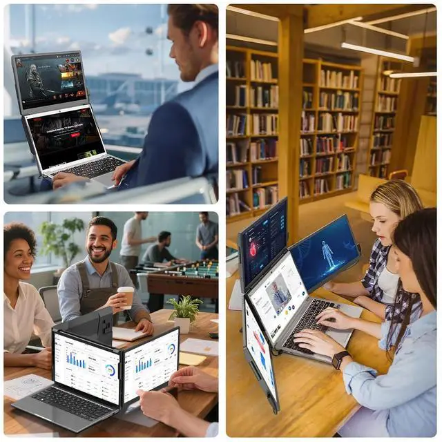 Alt view image 3 of 5 - ADREAMER 13.3" Triple Screen Laptop Monitor Extender, Detachable 3 Monitor for 11.6"-16", FHD 1200P IPS, Multi Screen Laptop Attachment, Compatible with Wins/MacOS(M1/M2/M3).