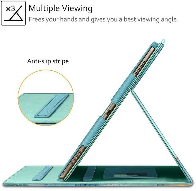 Alt view image 4 of 5 - Fintie Multi-Angle Case, 2017/2015 iPad Pro 12.9 inch (Old Model) 1st & 2nd Gen Case - [Corner Protection] Folio Stand Cover with Pencil Holder & Pocket, Auto Wake/Sleep, Emerald Marble