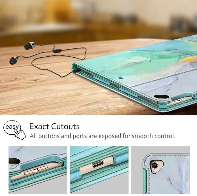 Alt view image 5 of 5 - Fintie Multi-Angle Case, 2017/2015 iPad Pro 12.9 inch (Old Model) 1st & 2nd Gen Case - [Corner Protection] Folio Stand Cover with Pencil Holder & Pocket, Auto Wake/Sleep, Emerald Marble