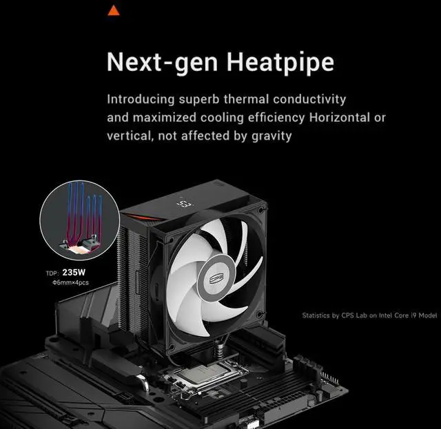 Alt view image 2 of 5 - PCCOOLER CPU Air Cooler with Digital Display, ARGB Version, 4 Heat Pipes, High-Performance Quiet Tower Cooler, LGA 115X/1200/1700/1851, AM4/AM5 (CPS RT400 Digital ARGB BK)