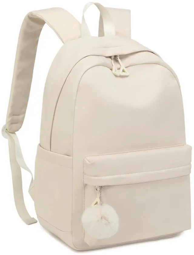 Main image of CLOKARS Teen Girls Backpack, 17.3in Laptop Backpack Women Cute Bookbag for Elementary Middle High School Lightweight Travel Bag, Beige