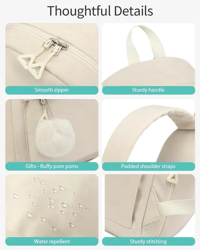 Alt view image 5 of 5 - CLOKARS Teen Girls Backpack, 17.3in Laptop Backpack Women Cute Bookbag for Elementary Middle High School Lightweight Travel Bag, Beige