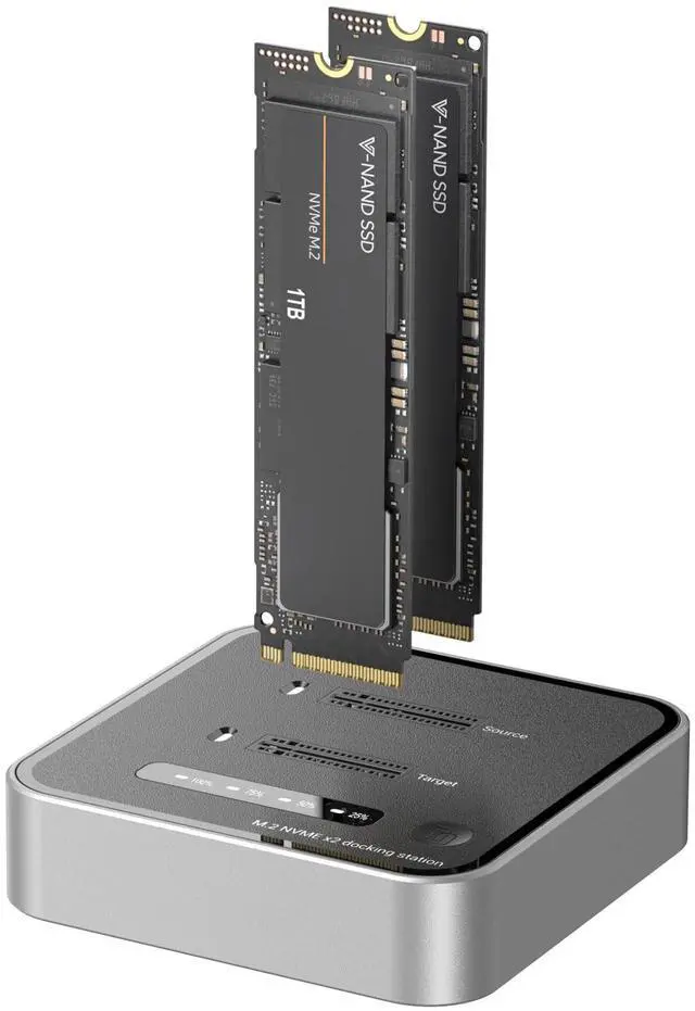 Main image of MiliPow Dual-Bay M.2 NVMe SSD Enclosure, Offline Clone SSD Duplicator, 20Gbps Read/Write Expansion SSD Reader NVMe Enclosure, Tool-Free, Up to 8TB