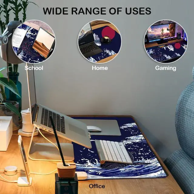 Alt view image 4 of 5 - Large Mouse Pad, Full Keyboard Laptop Computer Mouse Mat, Blueblack Long Mousepad for Gaming Home and Office, Waterproof and Anti-Slip Neoprene Base, 31.5 x 11.8 Inches