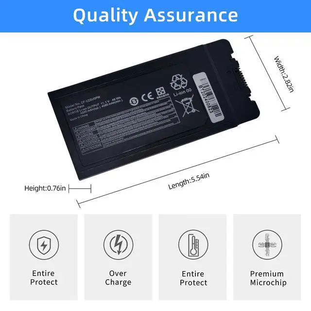 Alt view image 4 of 5 - NBULBL CF-VZSU0PW Laptop Battery Replacement for Panasonic TOUGHBOOK CF-54 CF-54F0961NE CF54 Series CF-VZSU0LW CF-VZSU0PR CF-VZSU0GW11.1V 46Wh