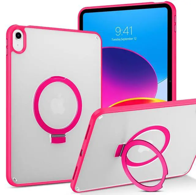 Main image of BENTOBEN for iPad 10th Generation Case with Invisible Foldable Kickstand Stand Ring Holder, Slim Thin Translucent Matte Shockproof Protective Cover for iPad 10th Gen 10.9 inch 2022 Release, Rose Red