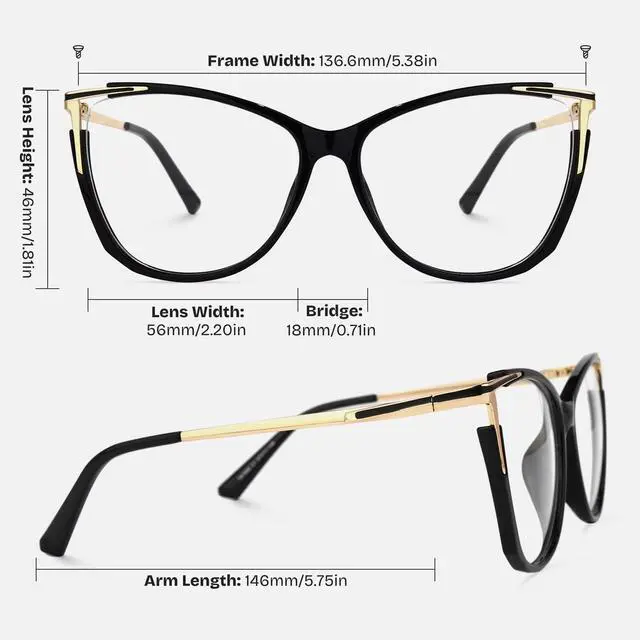 Alt view image 4 of 5 - Zeelool Blue Light Blocking Glasses, Cat Eye Glasses Frame for Women Eyeglasses with Clear Lenses ZJGX368841-01B