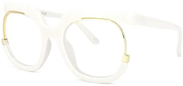 Main image of Zeelool Stylish Oversized Round Blue Light Blocking Glasses for Women Darice OX739865-01 White