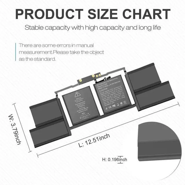 Alt view image 2 of 5 - BND A1820 A1707 Battery Replacement for MacBook Pro 15" (Late 2016, Mid 2017) EMC 3072 EMC 3162 MLH32CH/A MLH42CH/A MLW72CH/A MLW82CH/A MPTR2LL/A MPTT2LL/A