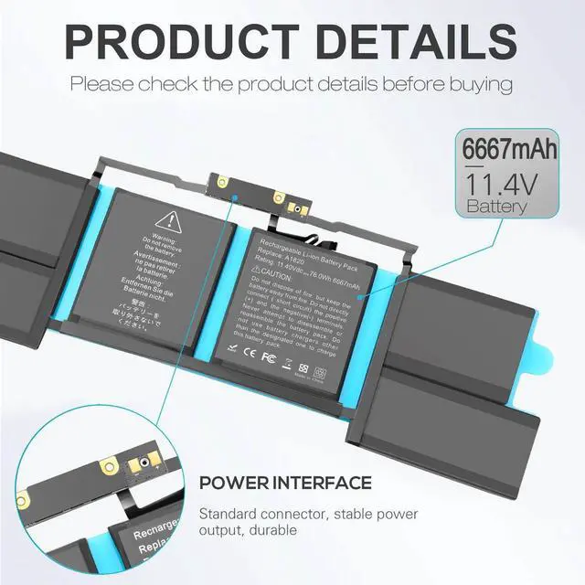 Alt view image 3 of 5 - BND A1820 A1707 Battery Replacement for MacBook Pro 15" (Late 2016, Mid 2017) EMC 3072 EMC 3162 MLH32CH/A MLH42CH/A MLW72CH/A MLW82CH/A MPTR2LL/A MPTT2LL/A